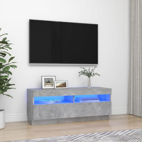 vidaXL TV-benk med LED-lys betonggrå 100x35x40 cm