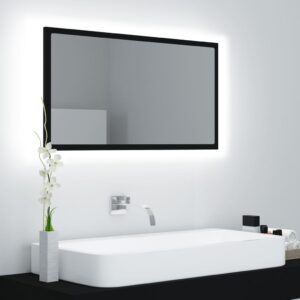 vidaXL LED-badespeil svart 80x8