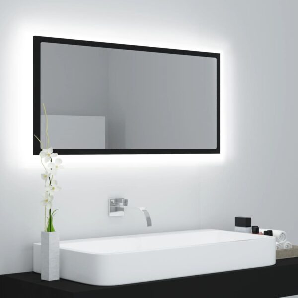 vidaXL LED-badespeil svart 90x8