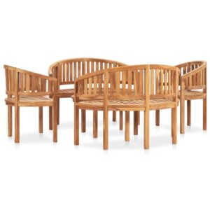 vidaXL Bananformet hagesofagruppe 5 deler heltre teak