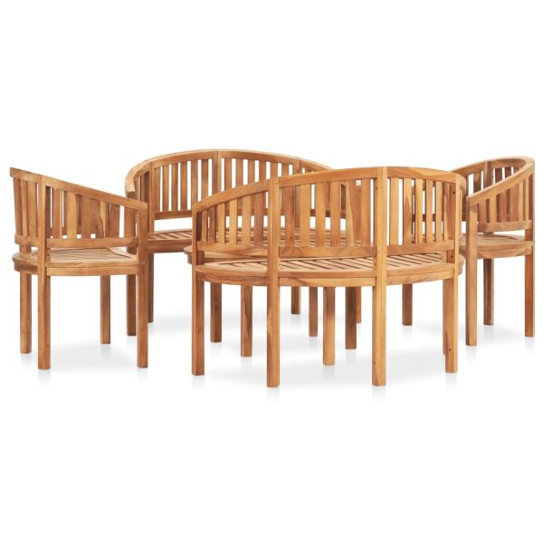 vidaXL Bananformet hagesofagruppe 5 deler heltre teak