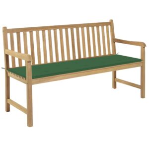 vidaXL Hagebenk med grønn pute 150 cm heltre teak