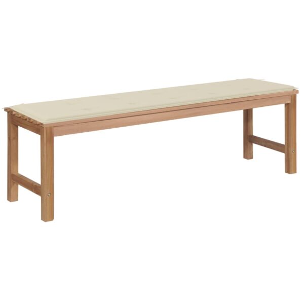 vidaXL Hagebenk med kremhvite pute 150 cm heltre teak