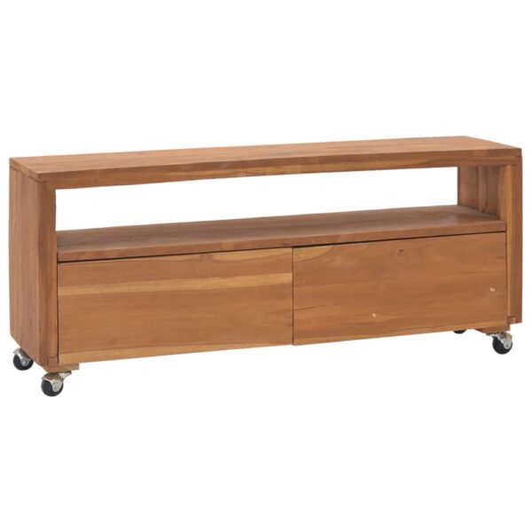 vidaXL TV-benk med hjul 110x30x40 cm heltre teak