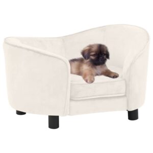 vidaXL Hundesofa kremhvit 69x49x40 cm plysj