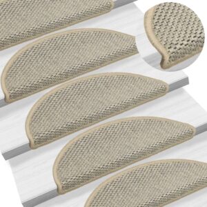 vidaXL Selvklebende trappematter sisal 15 stk 56x17x3 cm lysegrønn