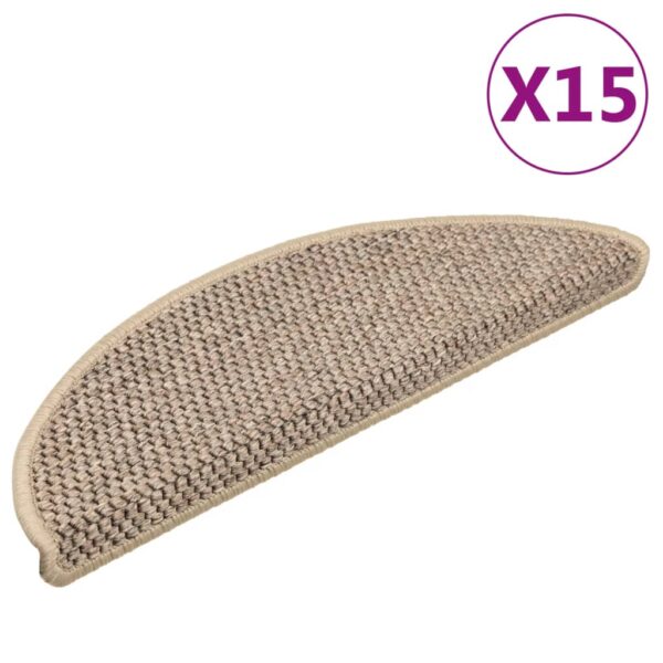 vidaXL Selvklebende trappematter sisal 15 stk 56x17x3 cm mørk beige