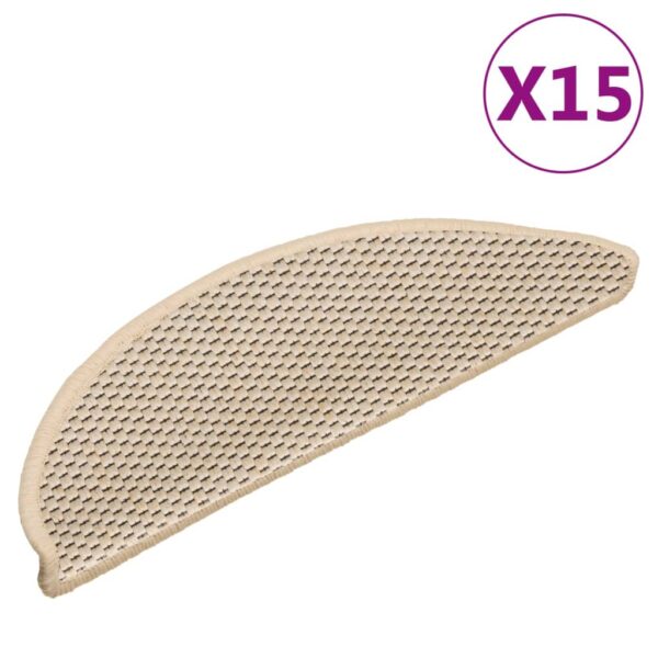 vidaXL Selvklebende trappematter sisal-utseende 15stk 56x17x3 kremhvit