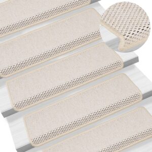 vidaXL Selvklebende trappematter sisal-utseende 15stk 65x21x4 kremhvit