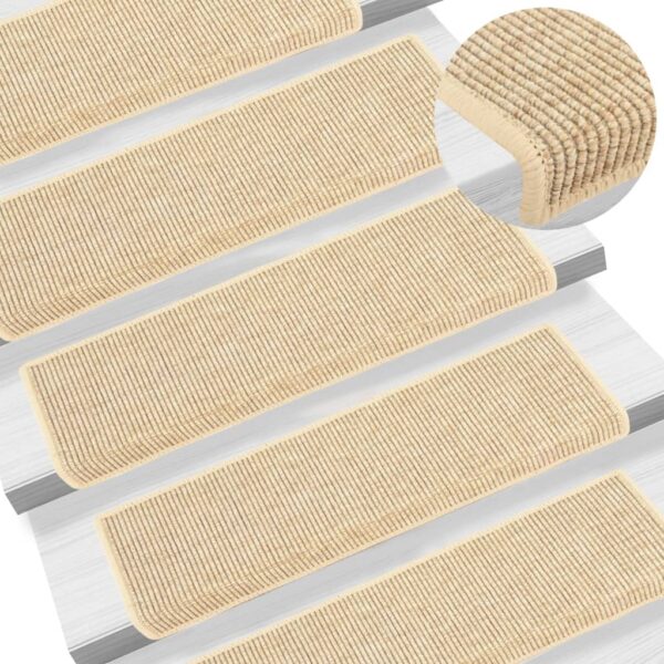 vidaXL Selvklebende trappematter sisal 15 stk 65x21x4 cm lys beige