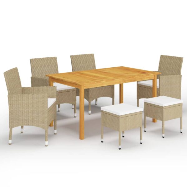 vidaXL Hagespisegruppe 7 deler beige