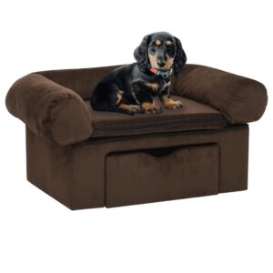 vidaXL Hundesofa med skuff brun 75x50x38 cm plysj