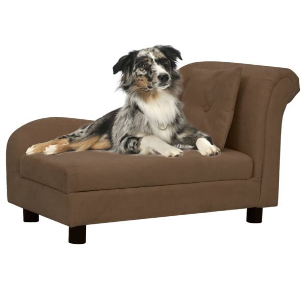 vidaXL Hundesofa med pute brun 83x44x44 cm plysj