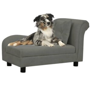 vidaXL Hundesofa med pute mørkegrå 83x44x44 cm plysj