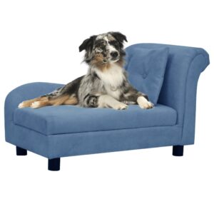 vidaXL Hundesofa med pute blå 83x44x44 cm plysj