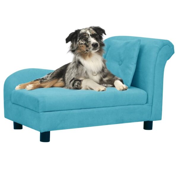 vidaXL Hundesofa med pute turkis 83x44x44 cm plysj