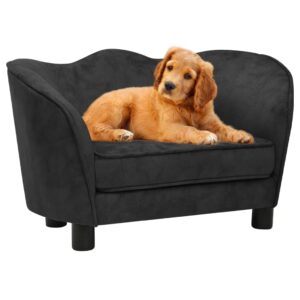 vidaXL Hundesofa svart 66x43x40 cm plysj