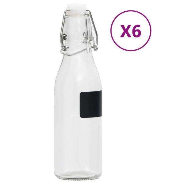 vidaXL Glassflasker med klipslokk 6 stk rund 250 ml