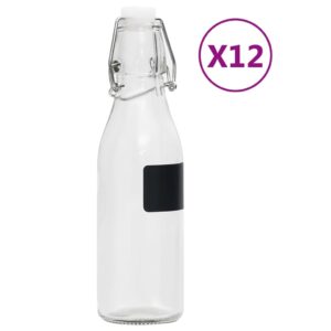 vidaXL Glassflasker med klipslokk 12 stk rund 250 ml