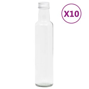 vidaXL Små glassflasker 260 ml med skrulokk 10 stk