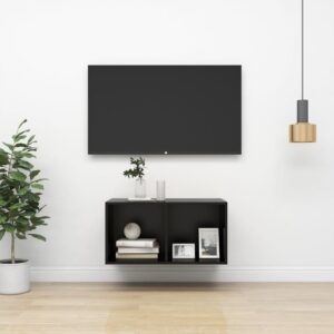 vidaXL Vegghengt TV-benk svart 37x37x72 cm konstruert tre