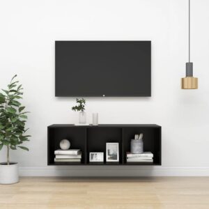 vidaXL Vegghengt TV-benk svart 37x37x107 cm konstruert tre