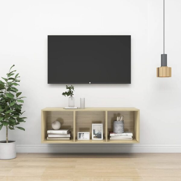 vidaXL Vegghengt TV-benk sonoma eik 37x37x107 cm konstruert tre