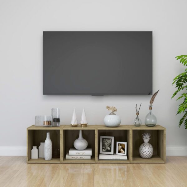 vidaXL TV-benker 4 stk sonoma eik 37x35x37 cm konstruert tre