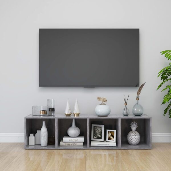 vidaXL TV-benker 4 stk betonggrå 37x35x37 cm konstruert tre