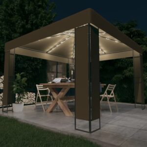 vidaXL Paviljong med dobbelt tak og LED-lysslynge 3x3x2