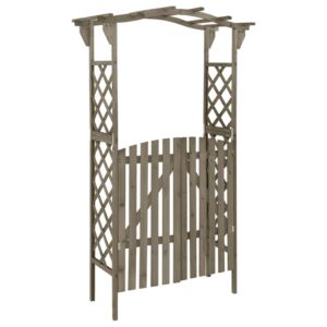 vidaXL Pergola med port 116x40x204 cm heltre gran grå