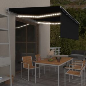 vidaXL Automatisk markise rullegardin vindsensor LED 4x3 m antrasitt