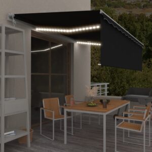 vidaXL Automatisk markise rullegardin LED vindsensor 5x3 m antrasitt