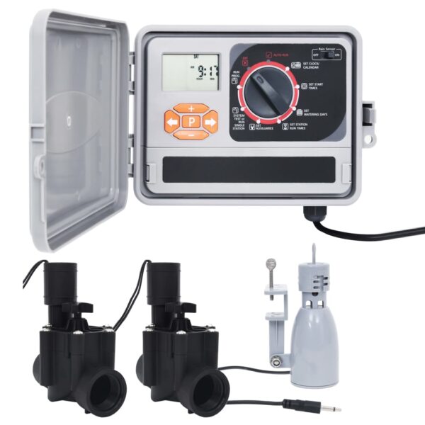 vidaXL Hagevanningsregulator med regnsensor og magnetventil