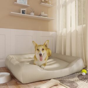 vidaXL Hundeseng beige 105x80x25 cm kunstskinn