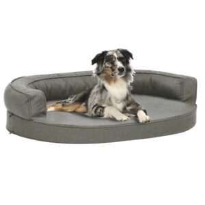 vidaXL Ergonomisk hundeseng med linutseende 75x53 cm grå