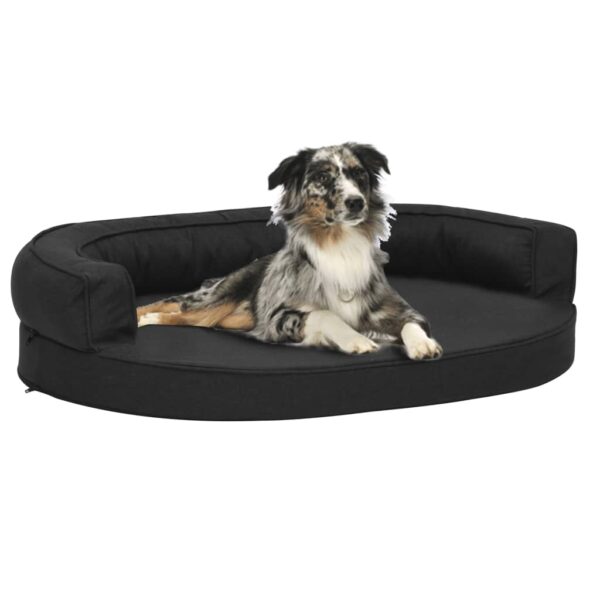 vidaXL Ergonomisk hundeseng med linutseende 90x64 cm svart