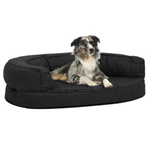 vidaXL Ergonomisk hundeseng med linutseende og fleece 90x64 cm svart