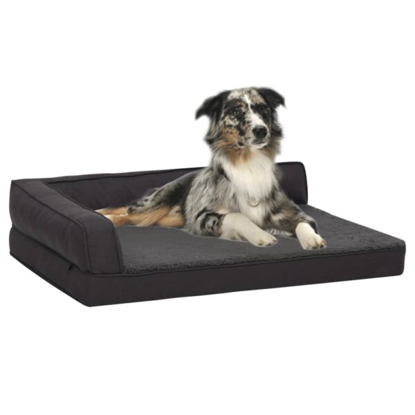 vidaXL Ergonomisk hundeseng med linutseende og fleece 60x42 cm svart