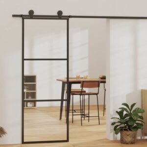 vidaXL Skyvedør ESG-glass og aluminium 76x205 cm svart