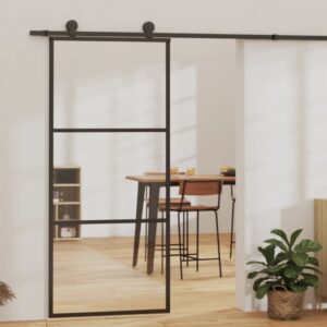 vidaXL Skyvedør ESG-glass og aluminium 90x205 cm svart