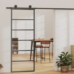 vidaXL Skyvedør ESG-glass og aluminium 76x205 cm svart