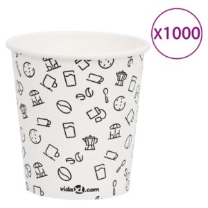 vidaXL Kaffepapirkopper 200 ml 1000 stk hvit og svart