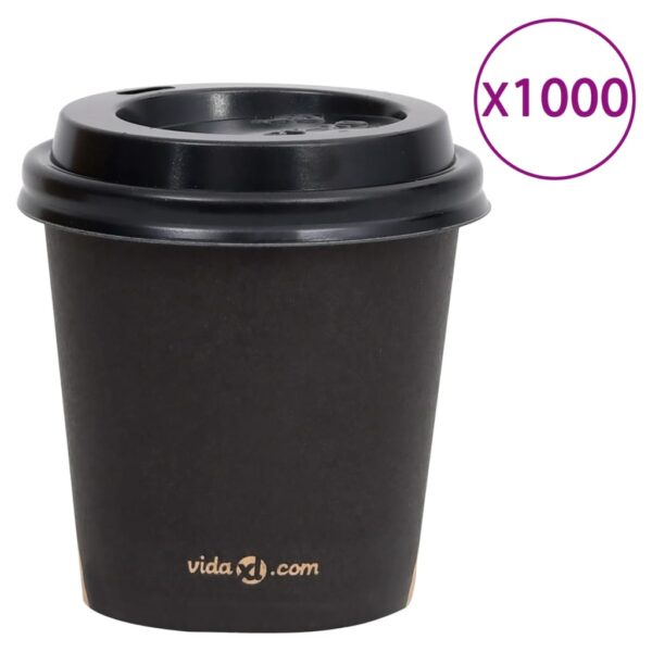 vidaXL Kaffepapirkopper med lokk 120 ml 1000 stk svart