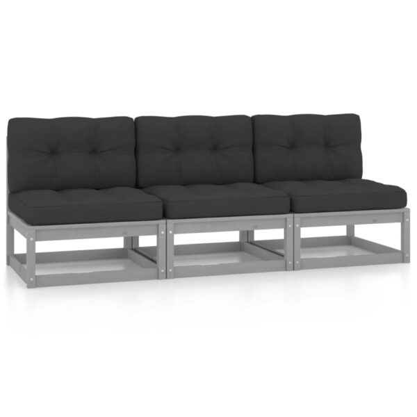 vidaXL Sofa med puter 3-seters heltre furu