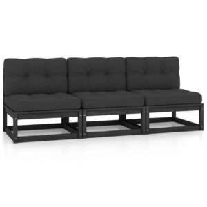 vidaXL Sofa med puter 3-seters heltre furu