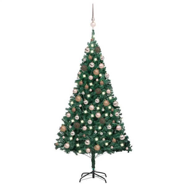 vidaXL Forhåndsbelyst kunstig juletre med kulesett grønn 150 cm PVC