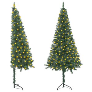 vidaXL Forhåndsbelyst kunstig hjørnejuletre grønn 150 cm PVC