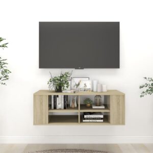 vidaXL Vegghengt TV-benk sonoma eik 102x35x35 cm konstruert tre