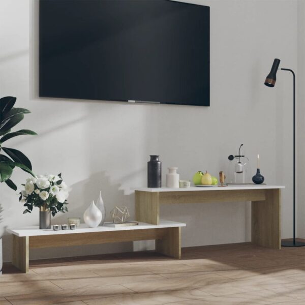 vidaXL TV-benk sonoma eik og hvit 180x30x43 cm konstruert tre